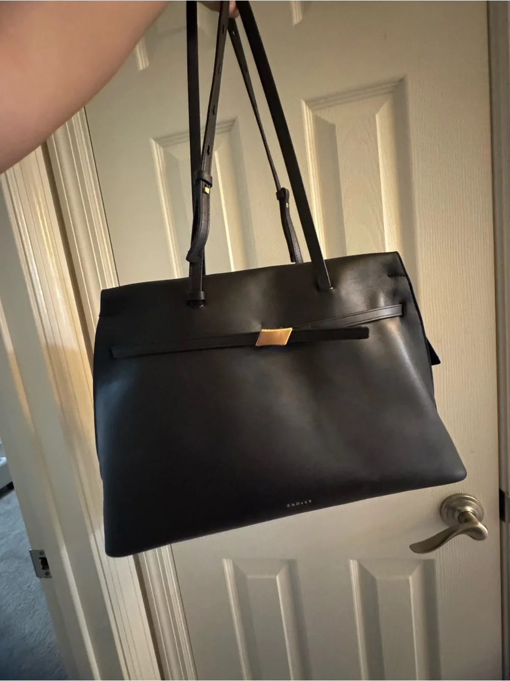 RADLEY LONDON Christina Zip Black Tote Shoulder Bag with Gold Accent